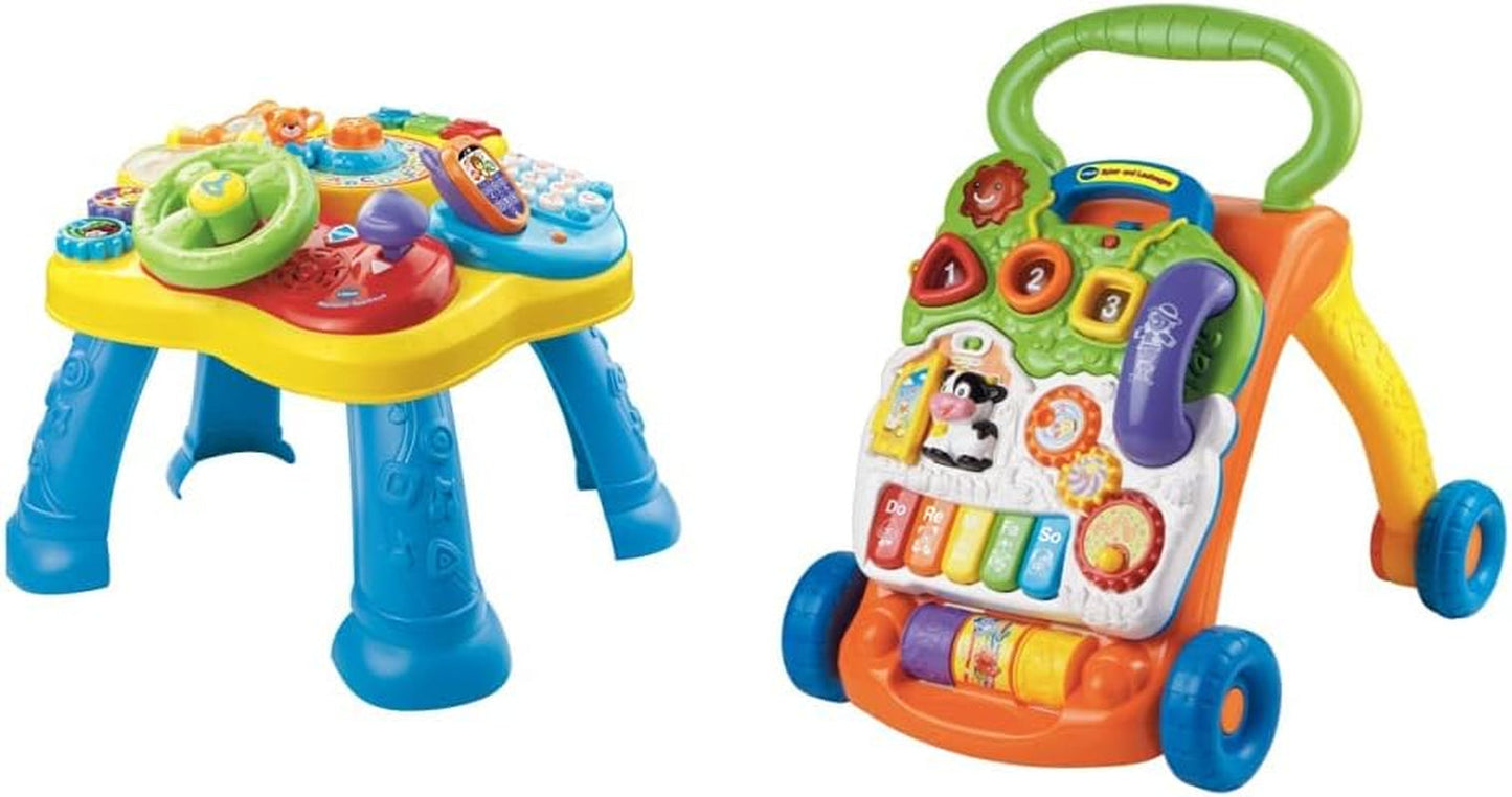 Table de jeu VTech Baby Adventure - Table de jeu colorée pour bébé avec 6 terrains de jeu et éléments interactifs et livre Baby My First Song Livre coloré de 6 pages et éléments mobiles pour jouer Baby Toys Naty Shop Forfait auto-école Emballage Easymail