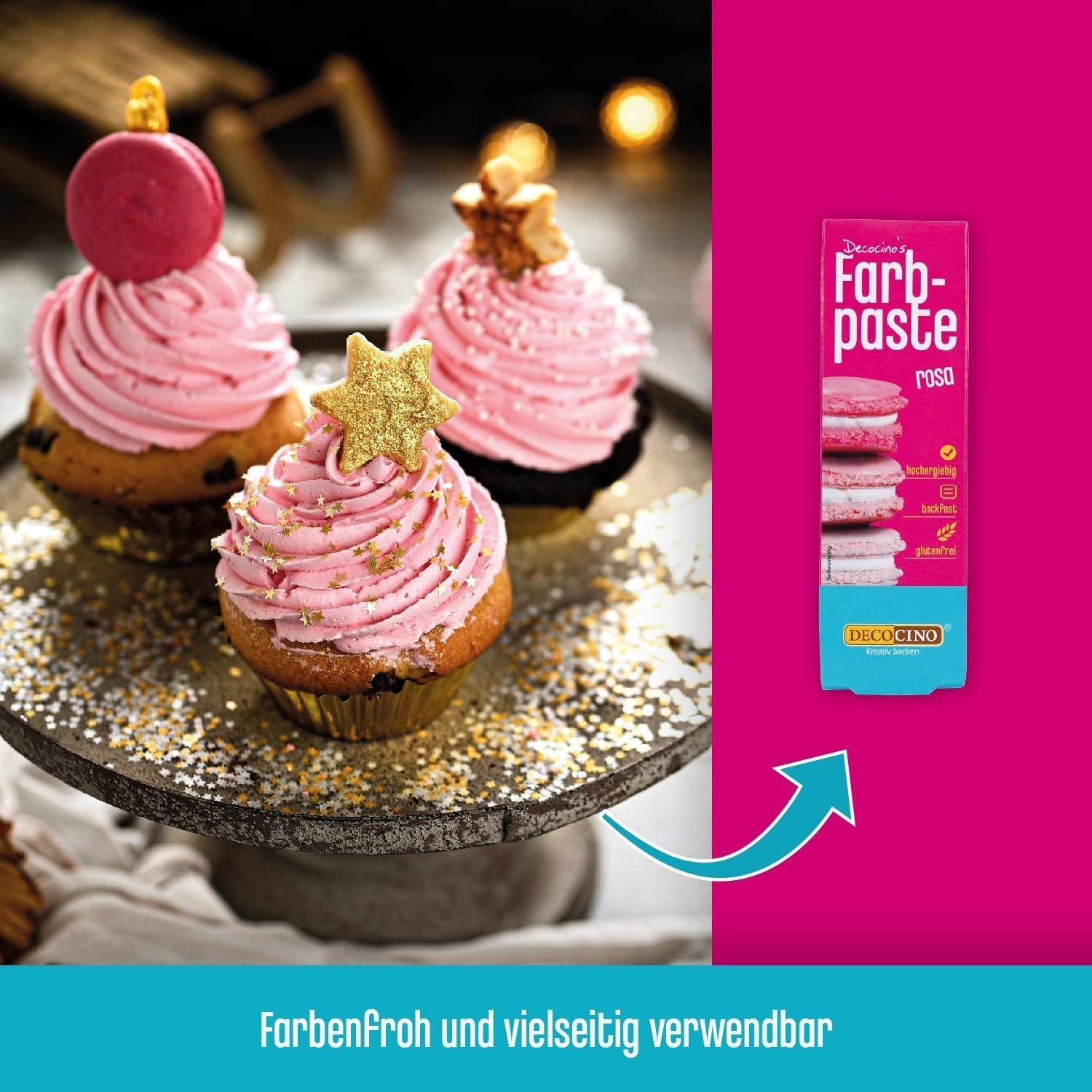 Pâte colorante rose DECOCINO - 20 g - Colorant alimentaire, idéal pour colorer gâteaux, fondants et crèmes - Sans acides gras azoïques ni gluten