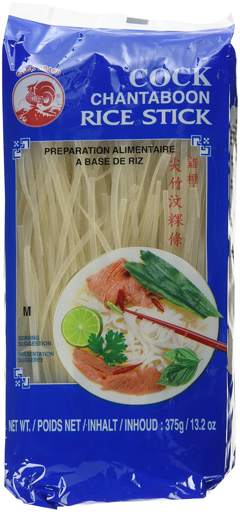 Nouilles de riz coq, 3 mm, grade 1 (1 paquet x 375 g)