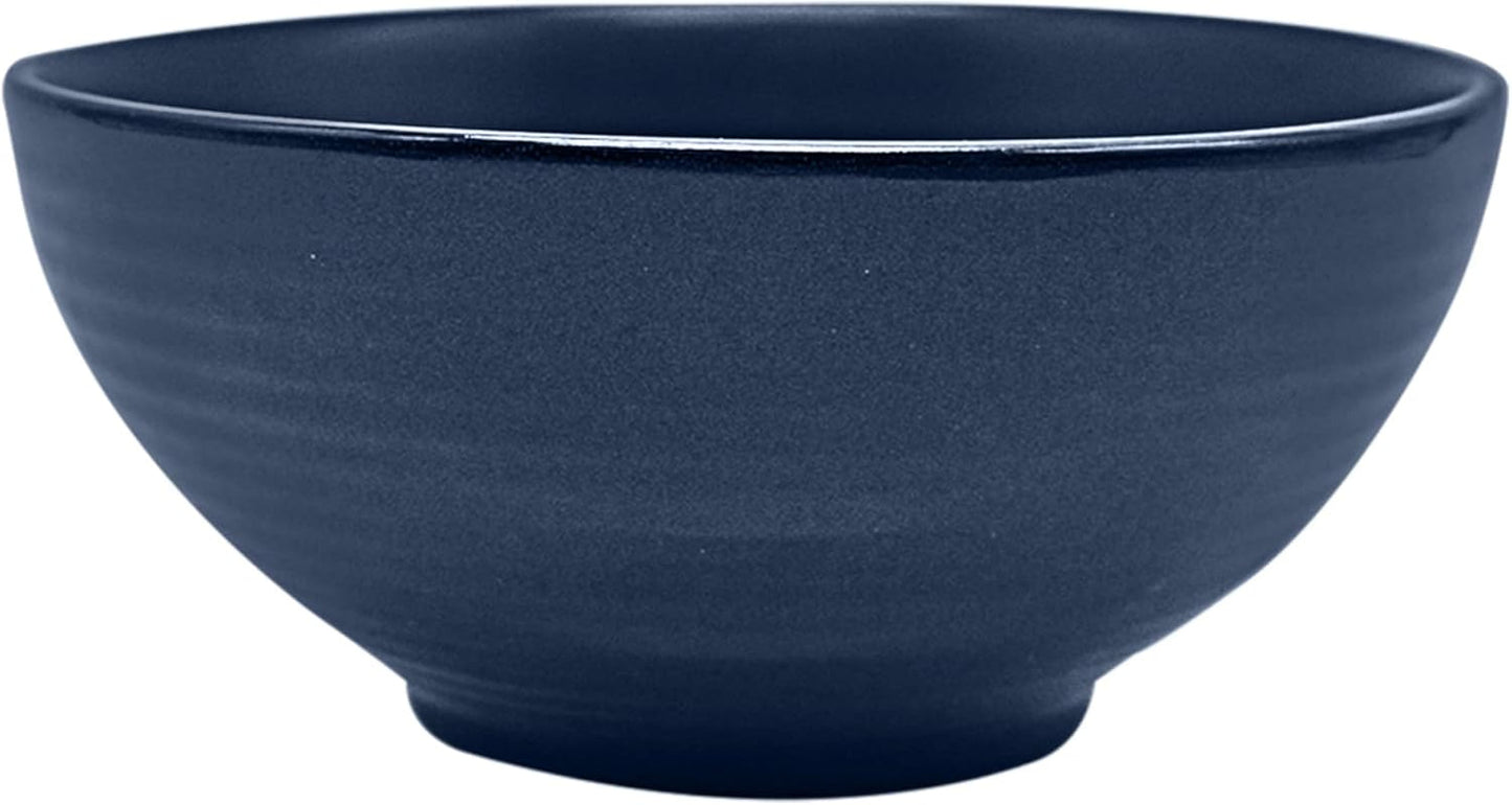 ECHTWERK "Alicia" Service de table combiné vintage 16 pièces, design moderne pour 4 personnes, service de table élégant en grès bleu foncé avec 4 assiettes, 4 assiettes latérales, 4 bols et 4 tasses à thé