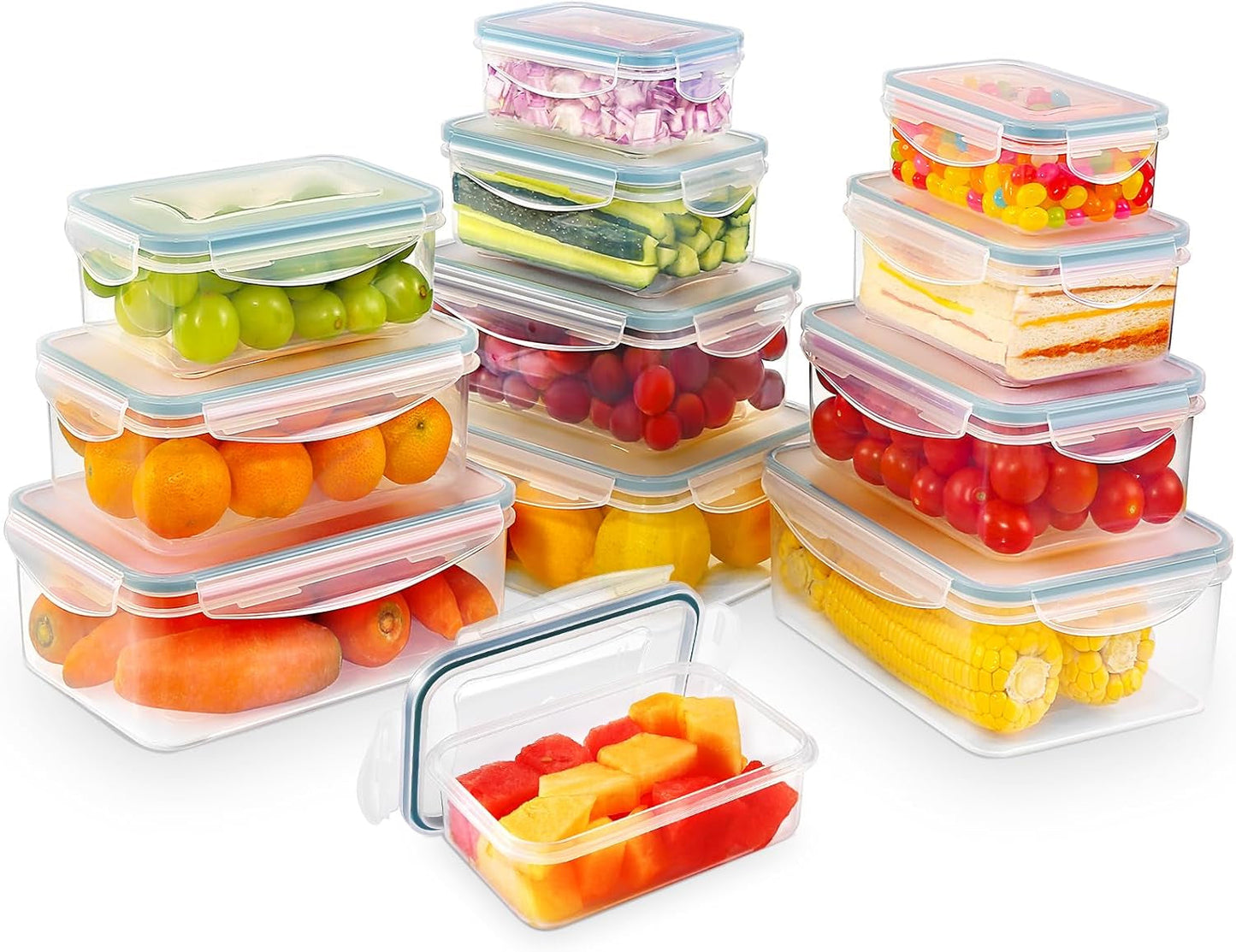 YASHE Pot de Conservation des Aliments avec Couvercle, Ensemble de 12 Pots de Conservation en Plastique, sans BPA, 100 % étanches, empilables et Transparentes, boîtes de Conservation des Aliments Naty Shop