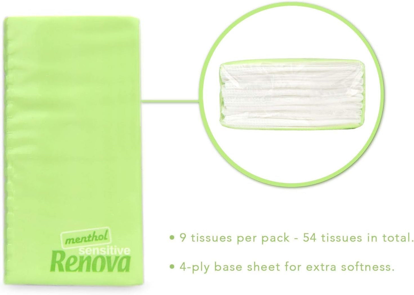 Mouchoirs de Poche Renova SENSITIVE MENTHOL 6 Pack Regular Blanc 1 Pièce (Pack de 6)
