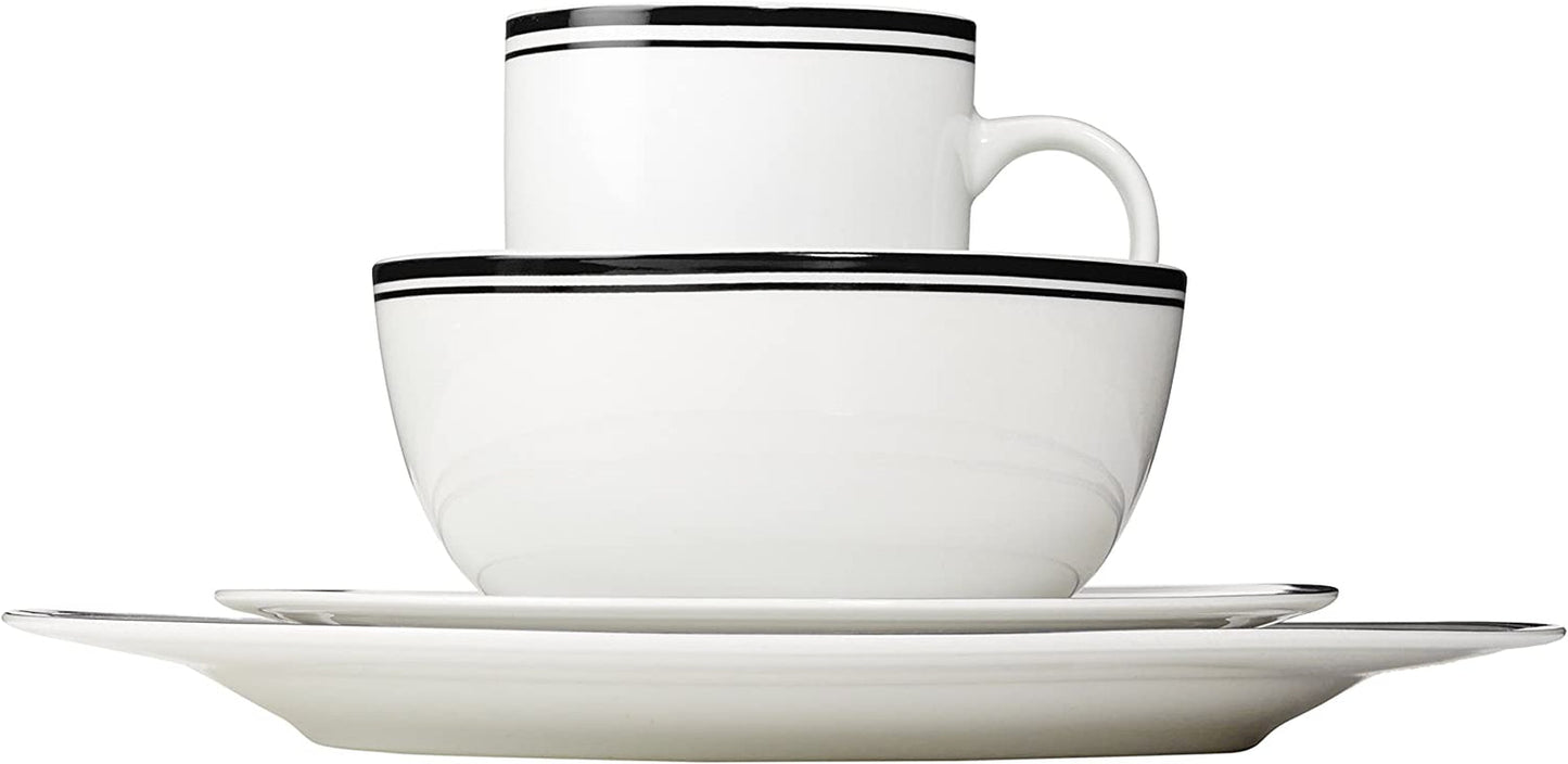 Amazon Basics Cafe Service de table 16 pièces à bord noir pour 4 personnes