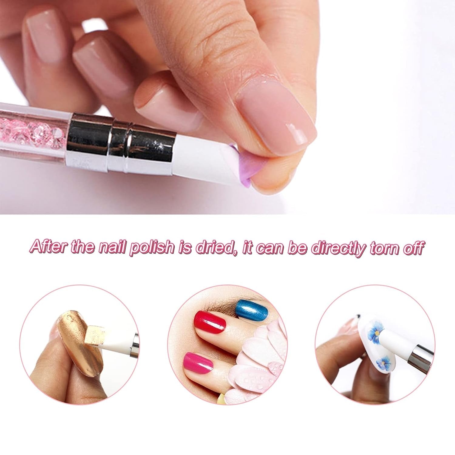 Qufiiry 5 pièces pinces à ongles en silicone, pinces à ongles en gel, ensemble de pinces à modeler en silicone, double coup de pinceau bricolage atelier de manucure