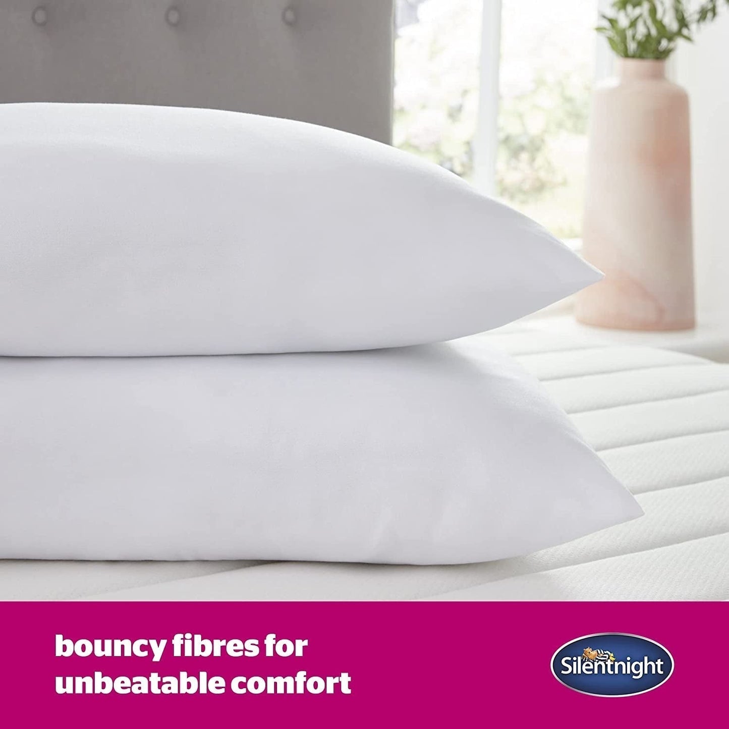 Oreiller Silentnight Ultrabounce, blanc, microfibre, blanc, paquet de 2 oreillers standard Naty Shop