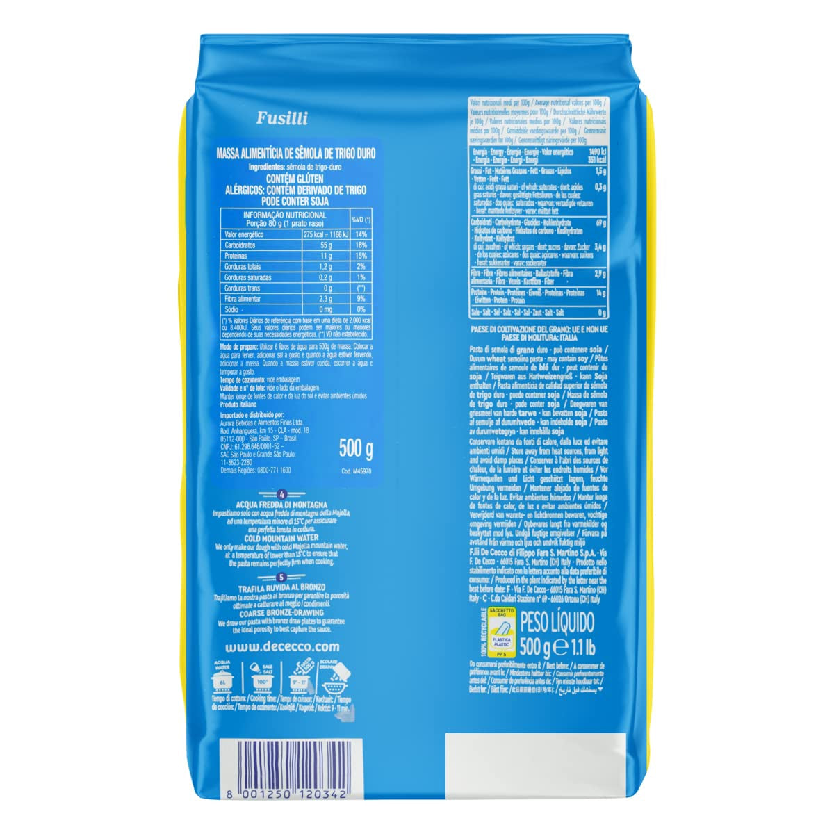 Fusilli 34, Pâtes au gris di Grano duro, 500 g