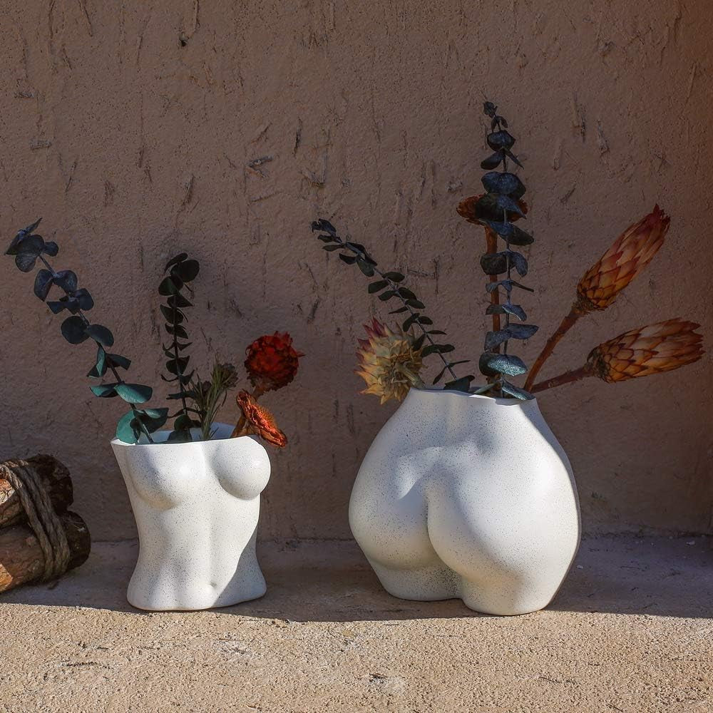 Vase de corps artificiel, pot de fleur de corps féminin avec trous de drainage, pot de fleur en résine moderne, design bohème moderne, plante artificielle en pot pour décoration intérieure