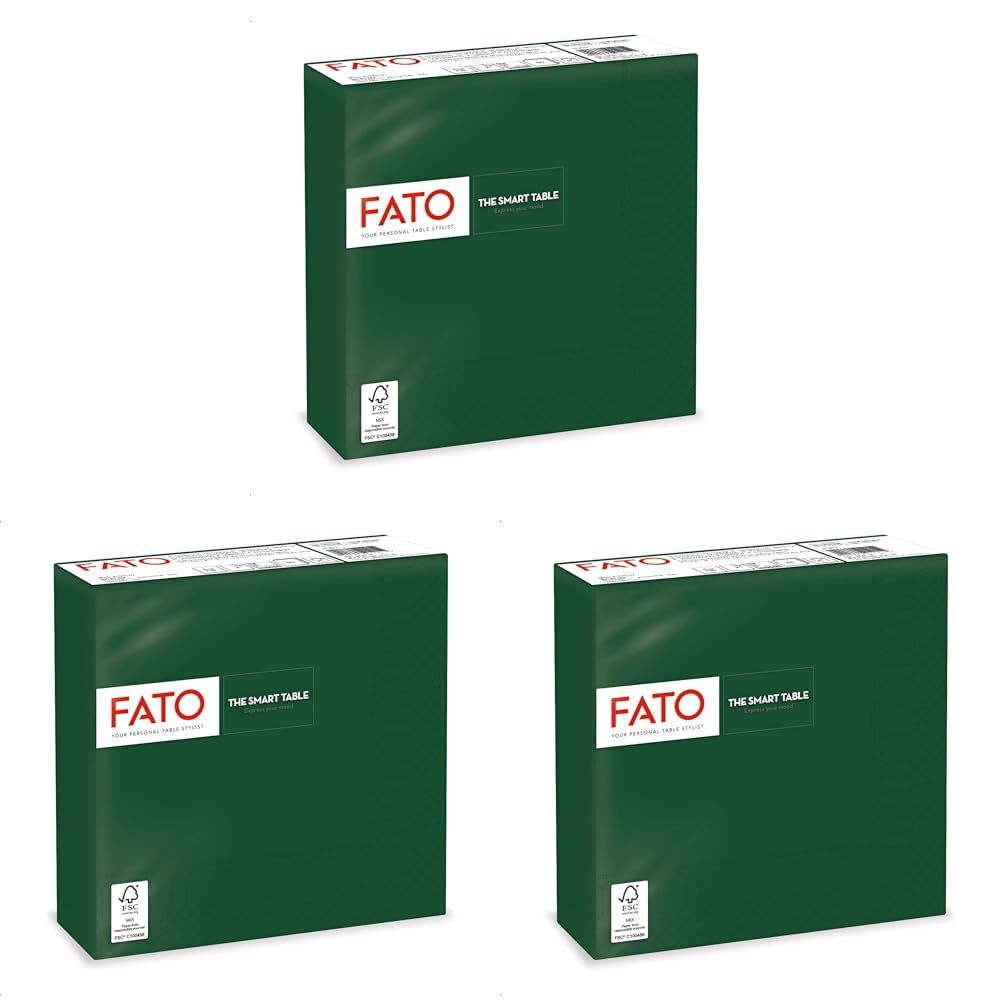, Serviettes en papier jetables, idéales pour les déjeuners et les buffets décontractés, paquet de 50 serviettes, taille 33 x 33, 4 plis, 2 épaisseurs, vert forêt, papier 100 % pure cellulose, certifié FSC