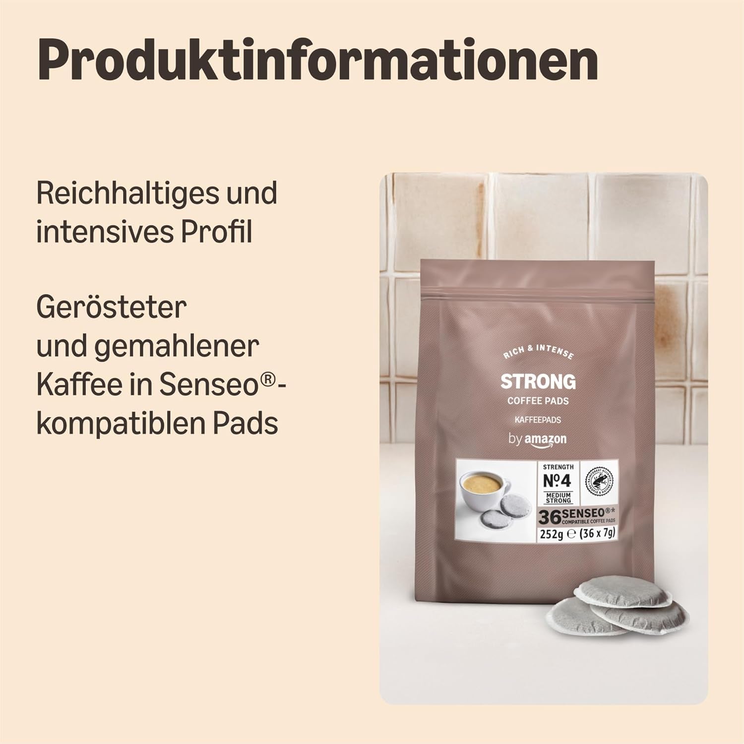 par Amazon Starke Pads, conçus pour les machines Senseo, 36 pièces (1 paquet de 36 pièces) – Certifié Rainforest Alliance