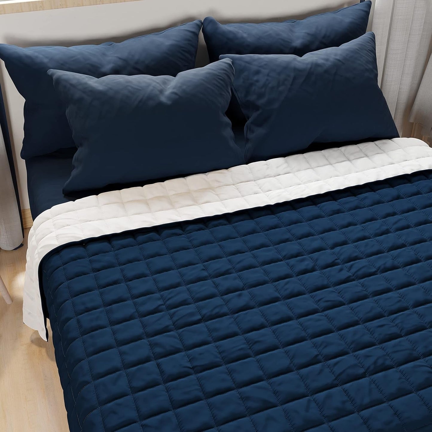 PETTI Artigiani Italiani - Couette pour lit simple, couette double face, couette à ressorts, bleu nuit, blanc, 100% Made in Italy Couettes et couettes Naty Shop