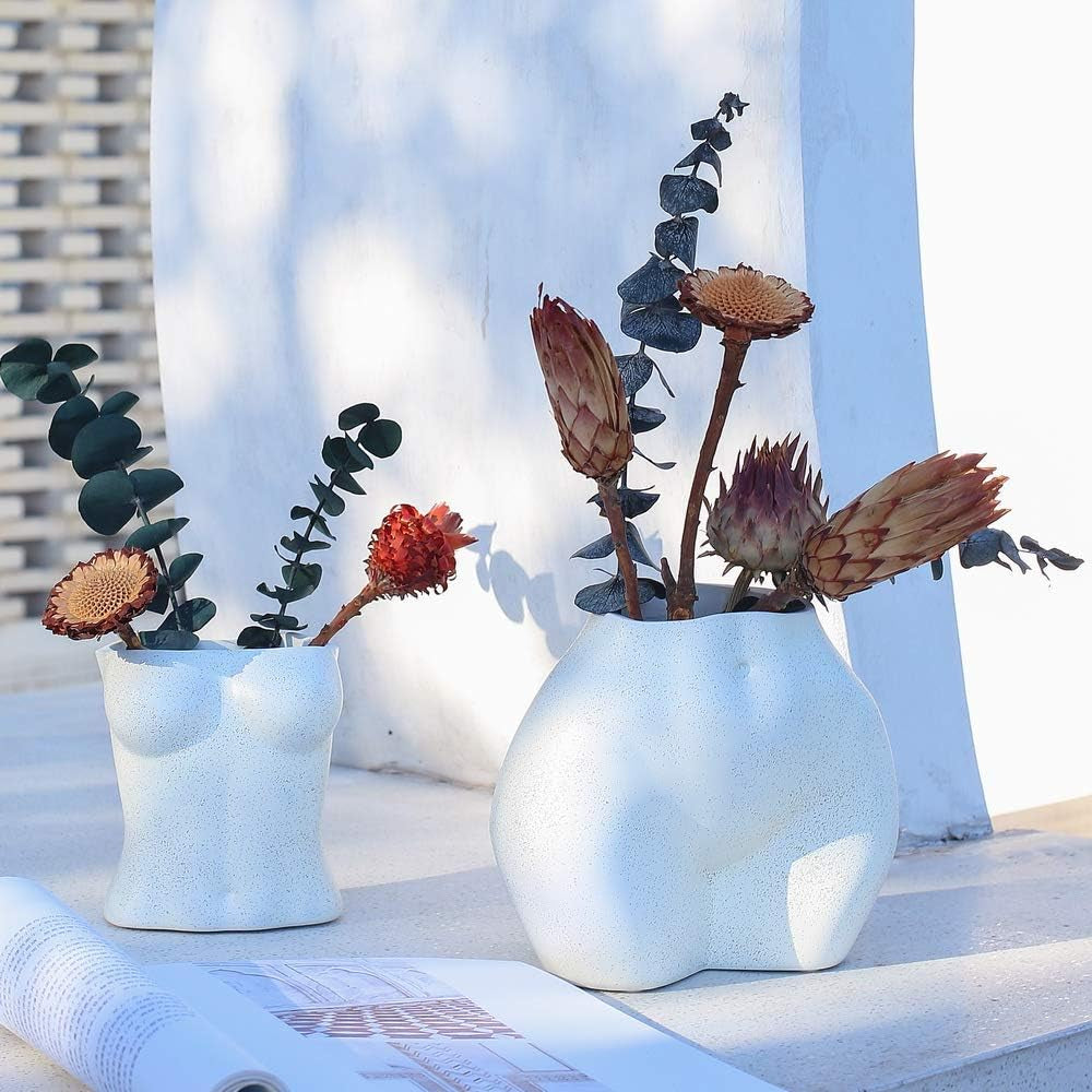 Vase de corps artificiel, pot de fleur de corps féminin avec trous de drainage, pot de fleur en résine moderne, design bohème moderne, plante artificielle en pot pour décoration intérieure