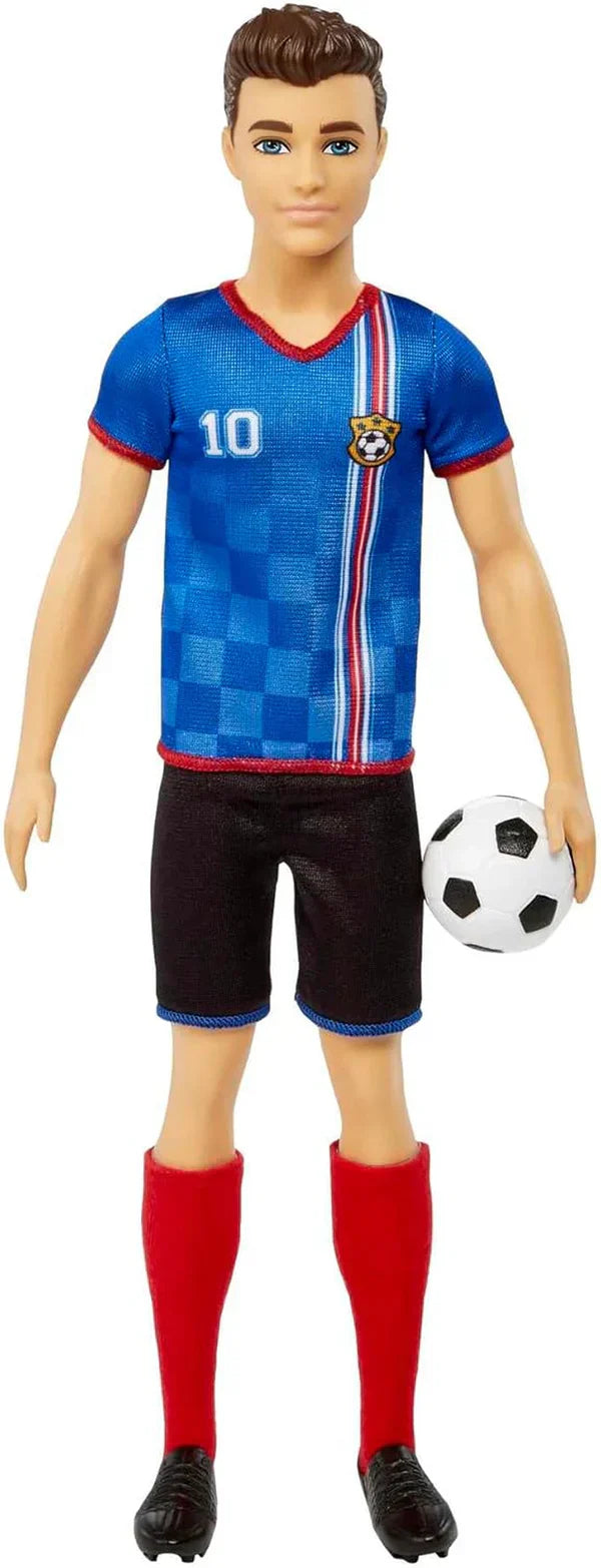 Poupée Barbie You Can Be Anything Ken Football Player - Poupée 29 cm, T-shirt bleu, numéro 10, cadeau enfant