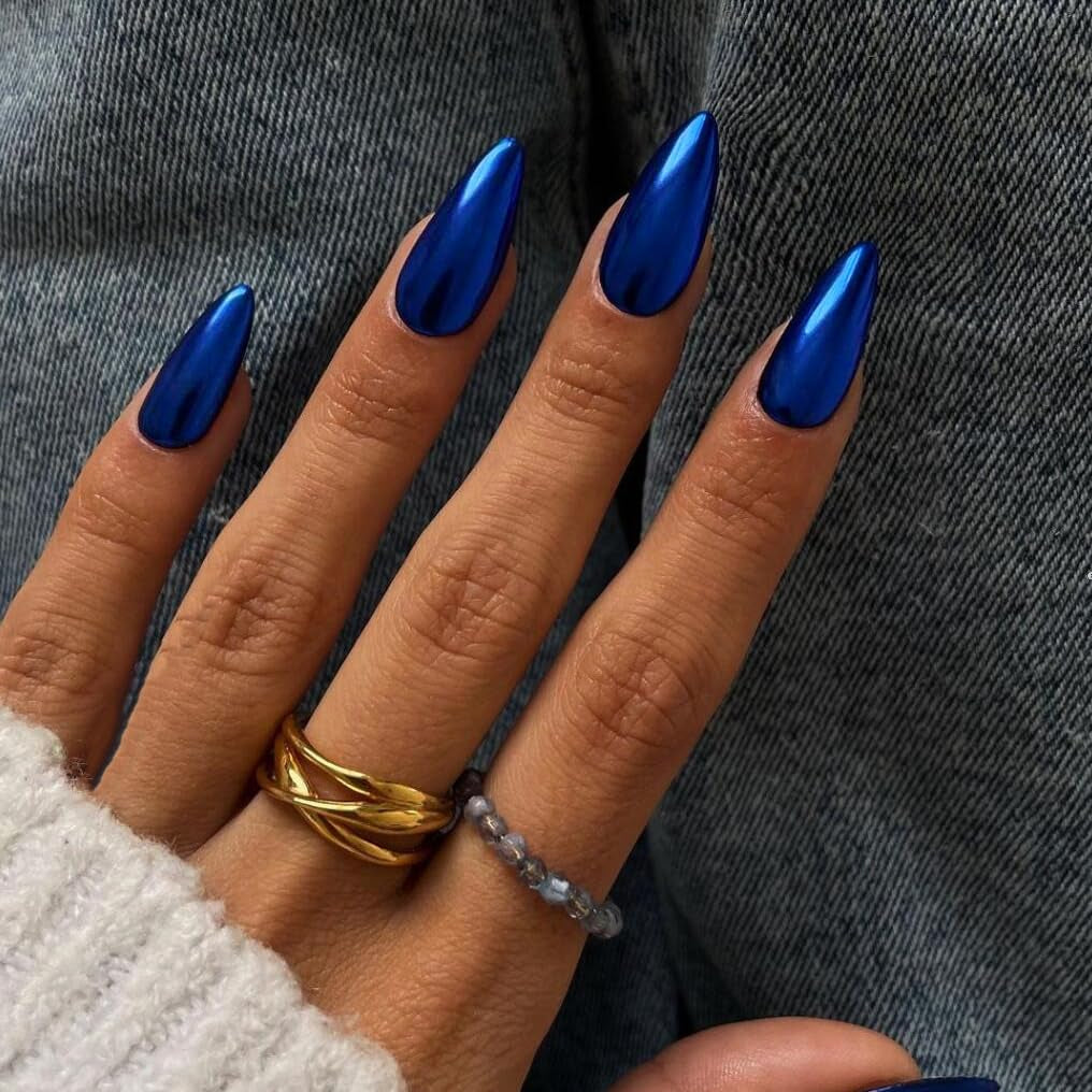 Ongles Chromés Autocollants - Colle Pailletée Brun Amande Moyen Sur Les Ongles Faux Ongles Pailletés Colle Sur Ongles Artificiels Ongles Acryliques Vernis Pour Femme 24 Pièces
