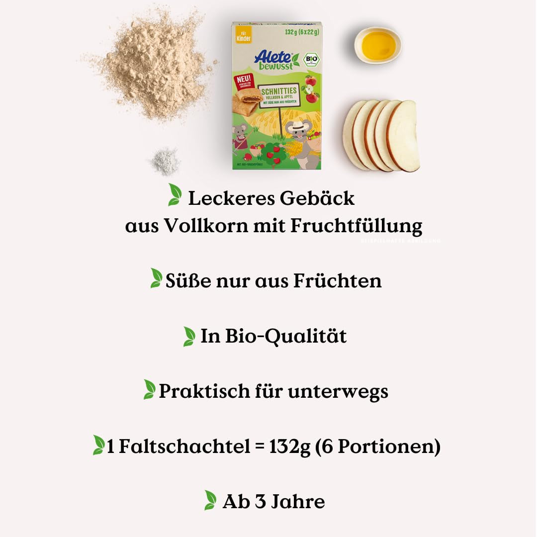 Alete Tartes Bio Tranchées de Pommes à Grains Entiers 8 x 132g
