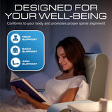 Oreiller de lecture compensé, oreiller de dossier de lit, oreiller de bras pour télévision, livres, jeux, chambre à coucher, soutien du dos (gris/blanc, standard)