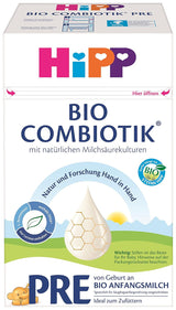 Lait maternisé au lait biologique Hipp PRE BIO Combiotik, pack de 4 (4 x 600g) Naty Shop Pre Bio Combiotik nouvelle formule 4 x 600 grammes