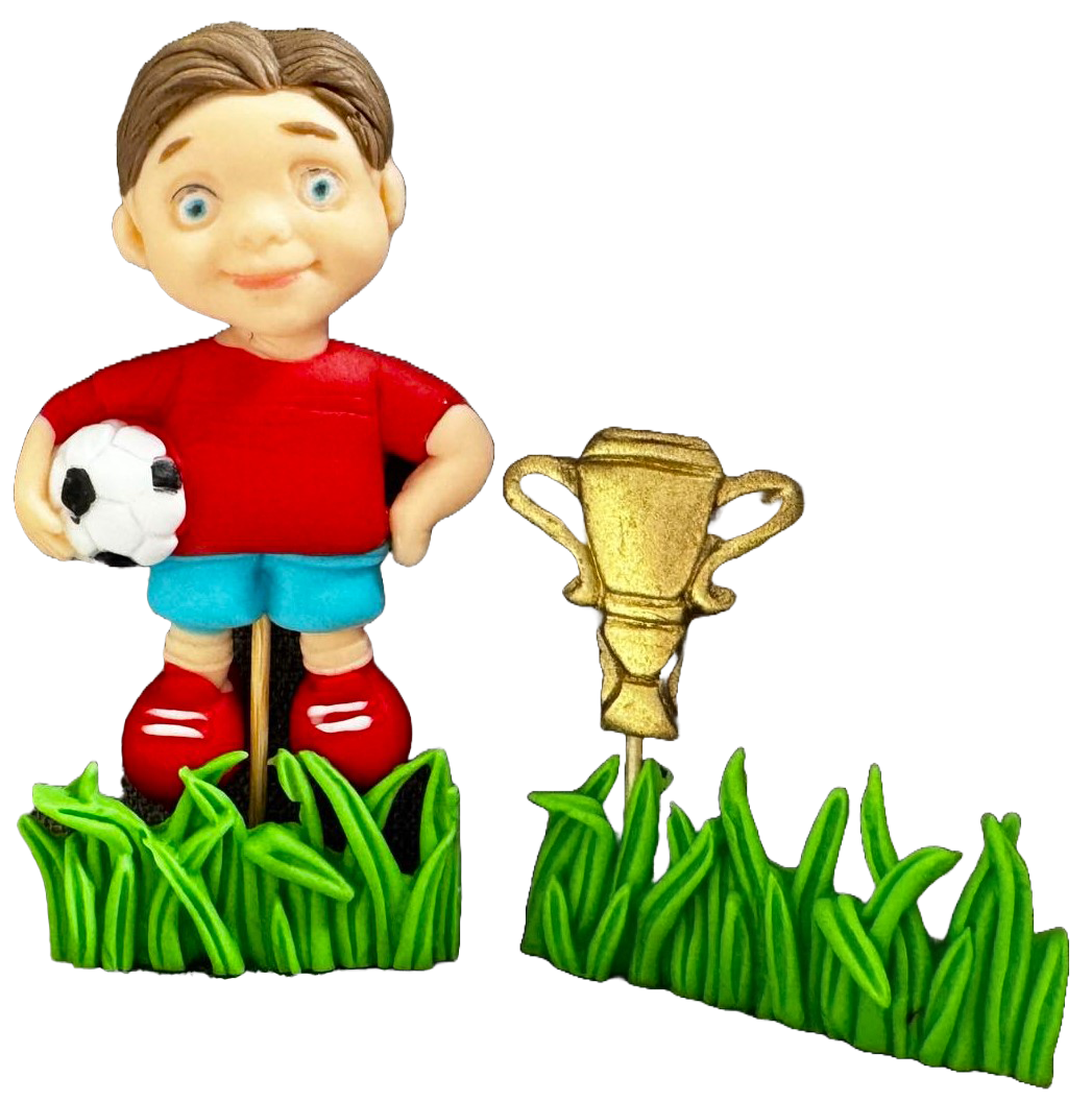 Lot de 4 décorations comestibles en sucre, Décorations Footballeur en Pâte à Sucre Naty Shop
