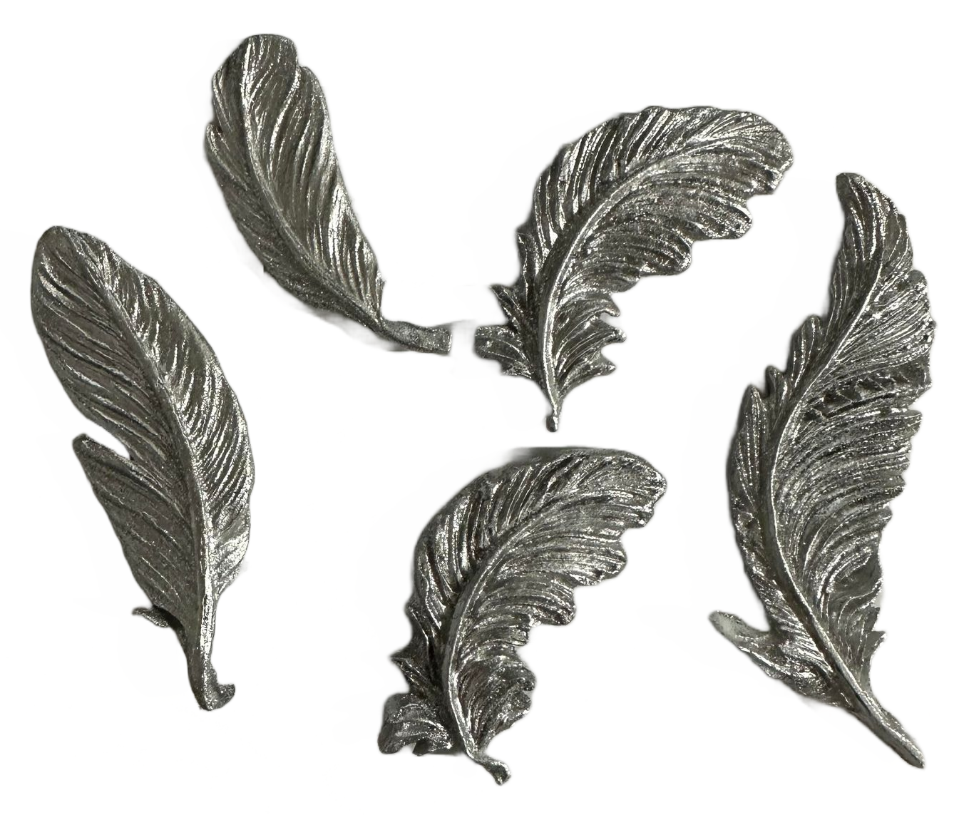 Lot de 5 décorations en sucre, plumes argentées Décorations en Pâte à Sucre Nati Shop