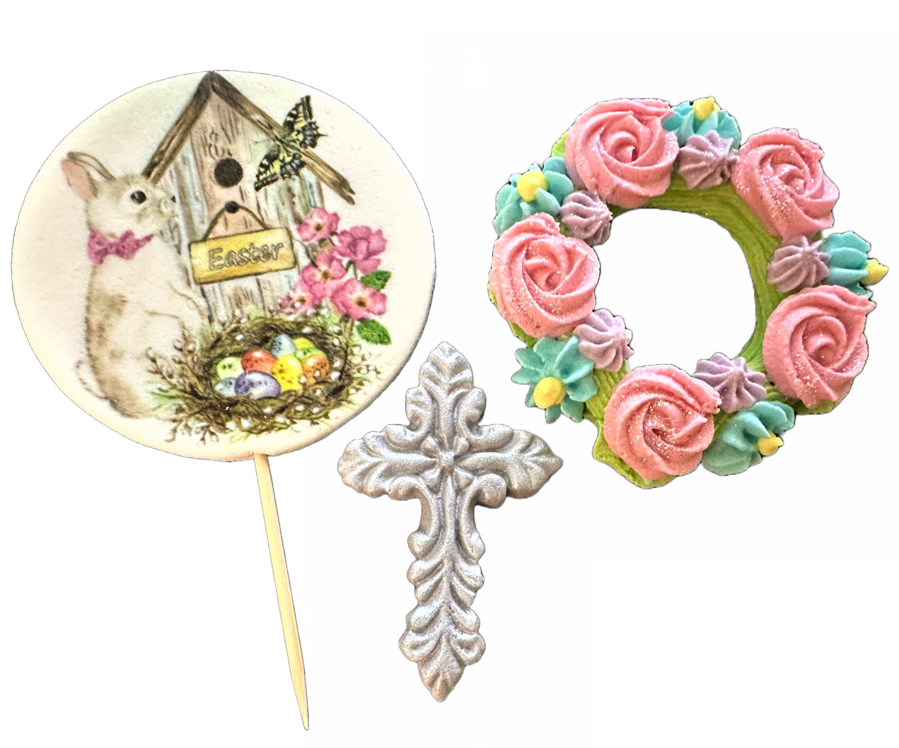 Lot de 3 décorations comestibles en pâte à sucre, Décorations de Pâques de Sugar Paste Nati Shop