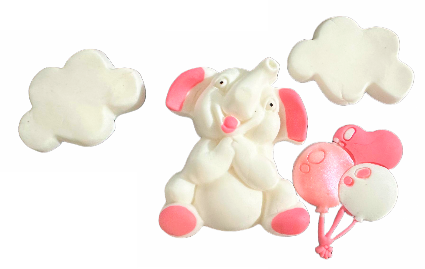 Ensemble de décorations comestibles en sucre, Décorations en pâte à sucre Éléphant Rose Nati Shop