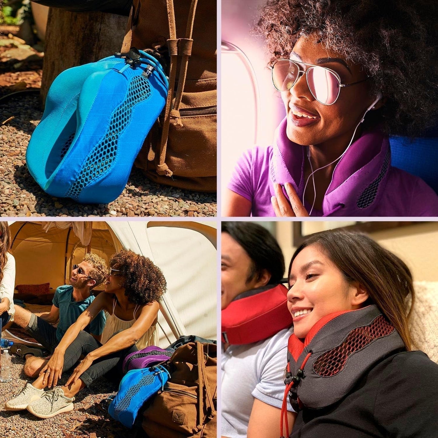 Oreiller cervical de voyage Cabeau Long Flight - Evolution Cool - Mousse à mémoire de forme avec aérations - Compact avec étui de transport (Violet) Naty Shop Oreillers de voyage