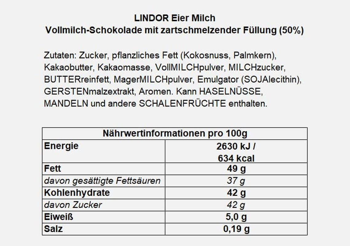 Oeufs LINDOR au chocolat Lindt | 4 boîtes de 450 g chacune | Œufs LINDOR au chocolat au lait fondant, fourrés blanc, noir et noisettes | Chocolat de Pâques | Cadeau de chocolat | Oeufs de Pâques | Oeufs en chocolat