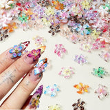 50pcs Charms d'ongles de fleurs 3D, Nail Art en gel 3D, Charms d'ongles, Bijoux d'été colorés, Accessoires d'ongles à faire soi-même, Cristaux de fleurs d'hibiscus en relief, Nail Art dégradé pour femmes