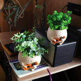Smiley Face Pots de fleurs Tête de résine mignonne Collier de perles Pot de fleur Guitare unique Intérieur Extérieur Succulent Pot de fleur Idée cadeau pour maman