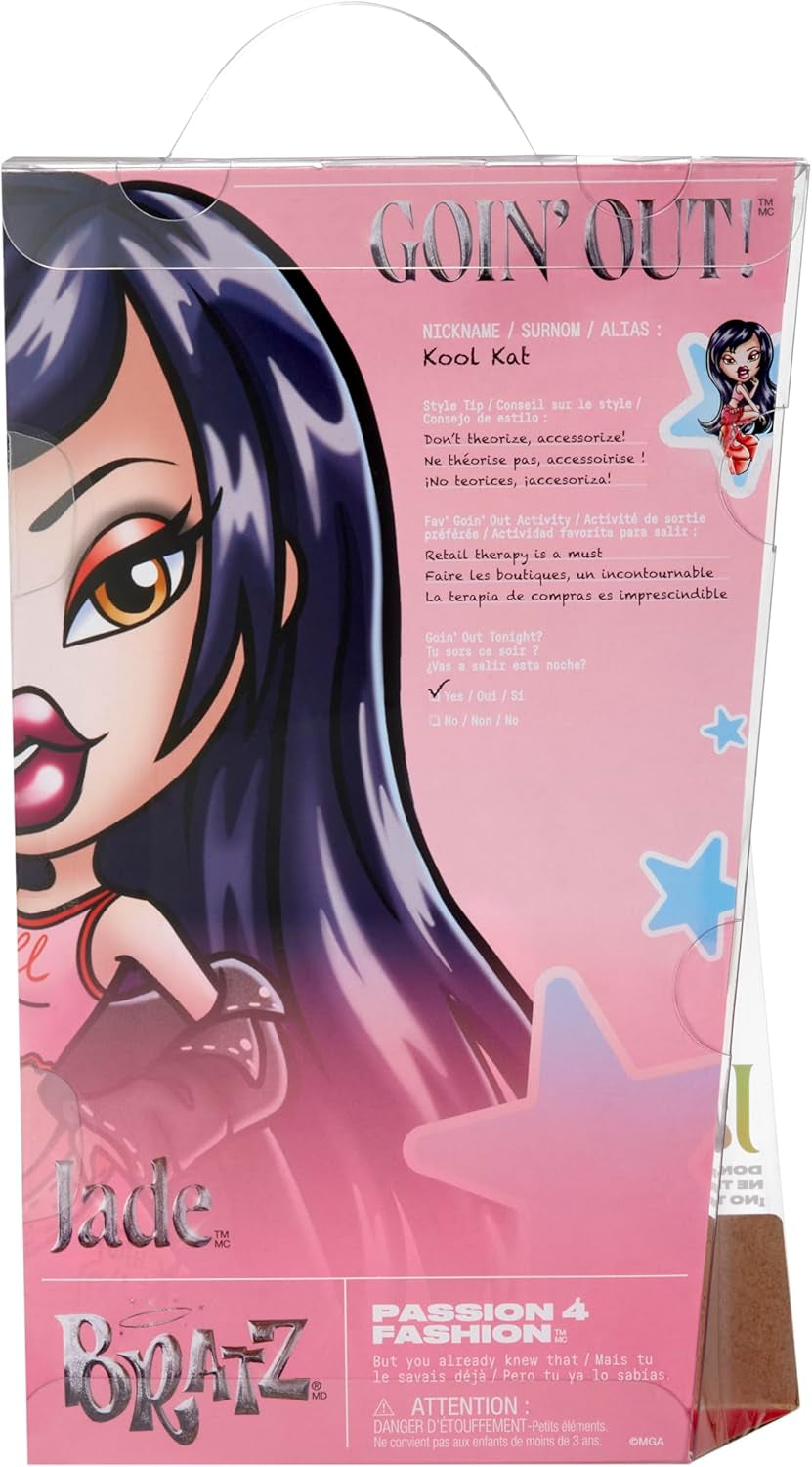 Bratz sort ! - Jade - 1 poupée de collection avec accessoires, tenue, sac, lunettes de soleil et brosse - Jouet pour enfant - 6 ans et plus, Rouge