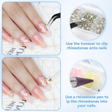 Harz Strasssteine ​​​​4200Pcs Strass Kristalle 1Mm-5Mm Gemischte Kinder Bastelsachen Kit Mit Strass Mit Picking Pinzette et Stift For DIY Nägel Kleidung Kunsthandwerk Gemischt Becher Party (A)