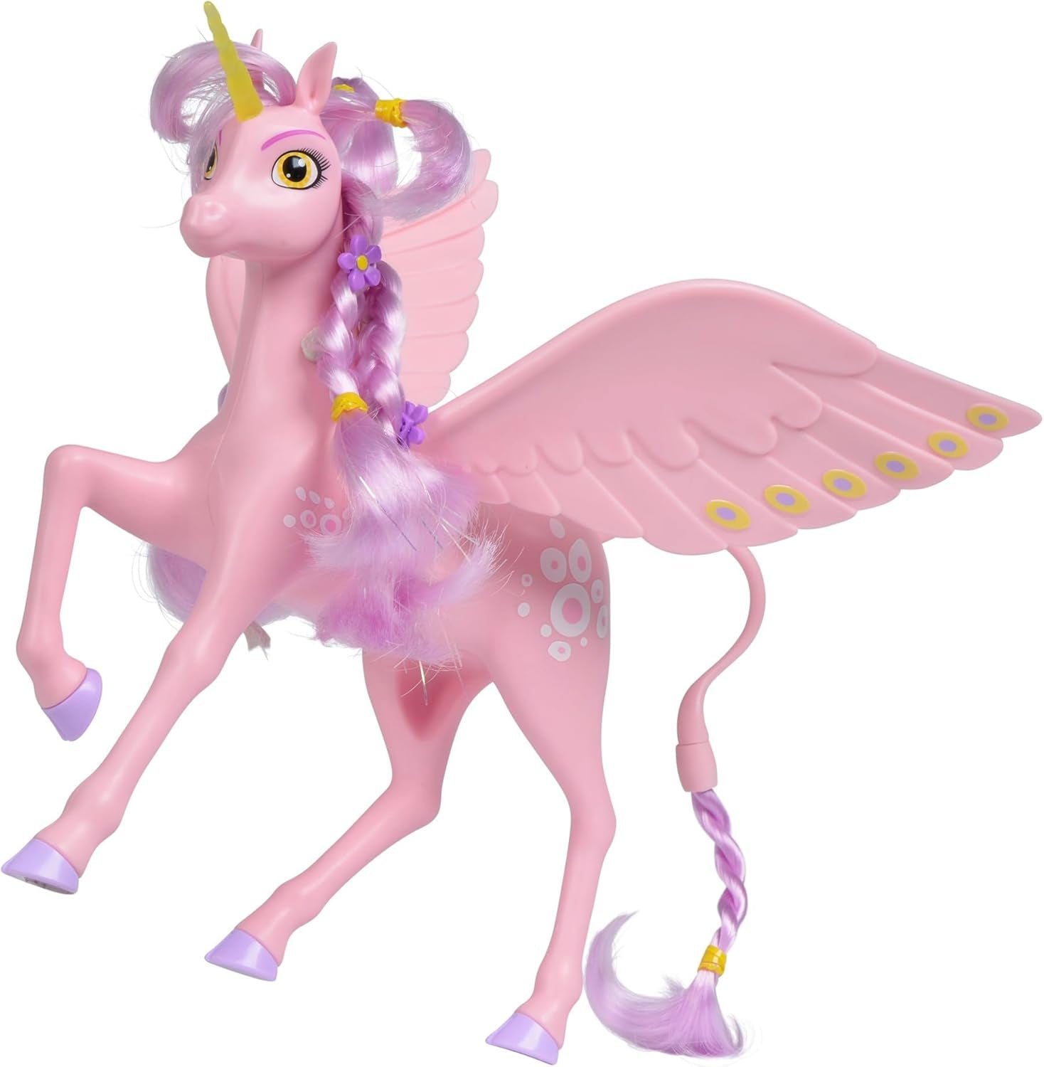Simba 109480092 - Mia and Me Unicorn Kyara, avec ailes mobiles, pinces à cheveux et brosse coiffante, 20 cm, à partir de 3 ans, rose Naty Shop Dolls