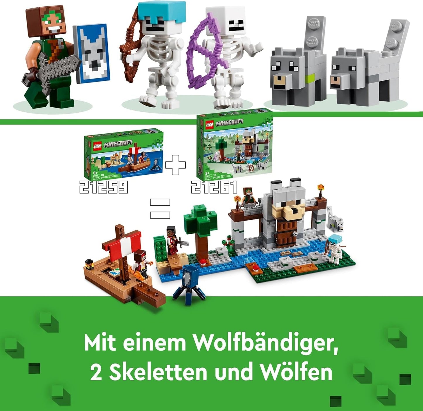 LEGO Minecraft Le bateau pirate Voyage Figurine de pirate calamar et chameau Jouet de construction de bateau Jeu de rôle Cadeau pour garçons et filles de 8 ans 21259 Ensembles de construction Besuche den LEGO-Store