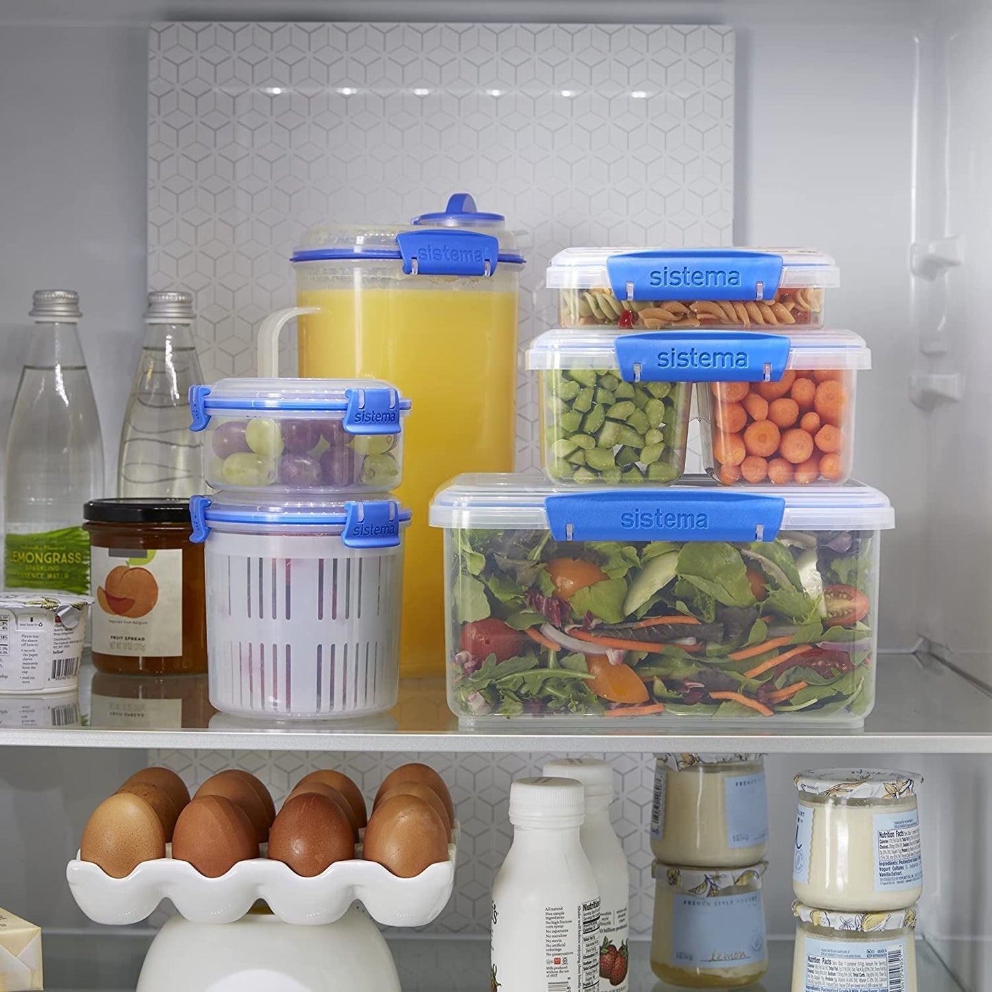 KLIP IT System Bocal de Conservation Alimentaire 5 litres Pot de Conservation Empilable Anti-Fuite avec Couvercle Réfrigérateur/Congélateur Convient sans BPA Plastique Clips Bleus 1 Pièce (Paquet de 2) Boîtes de Conservation Alimentaire Naty Shop