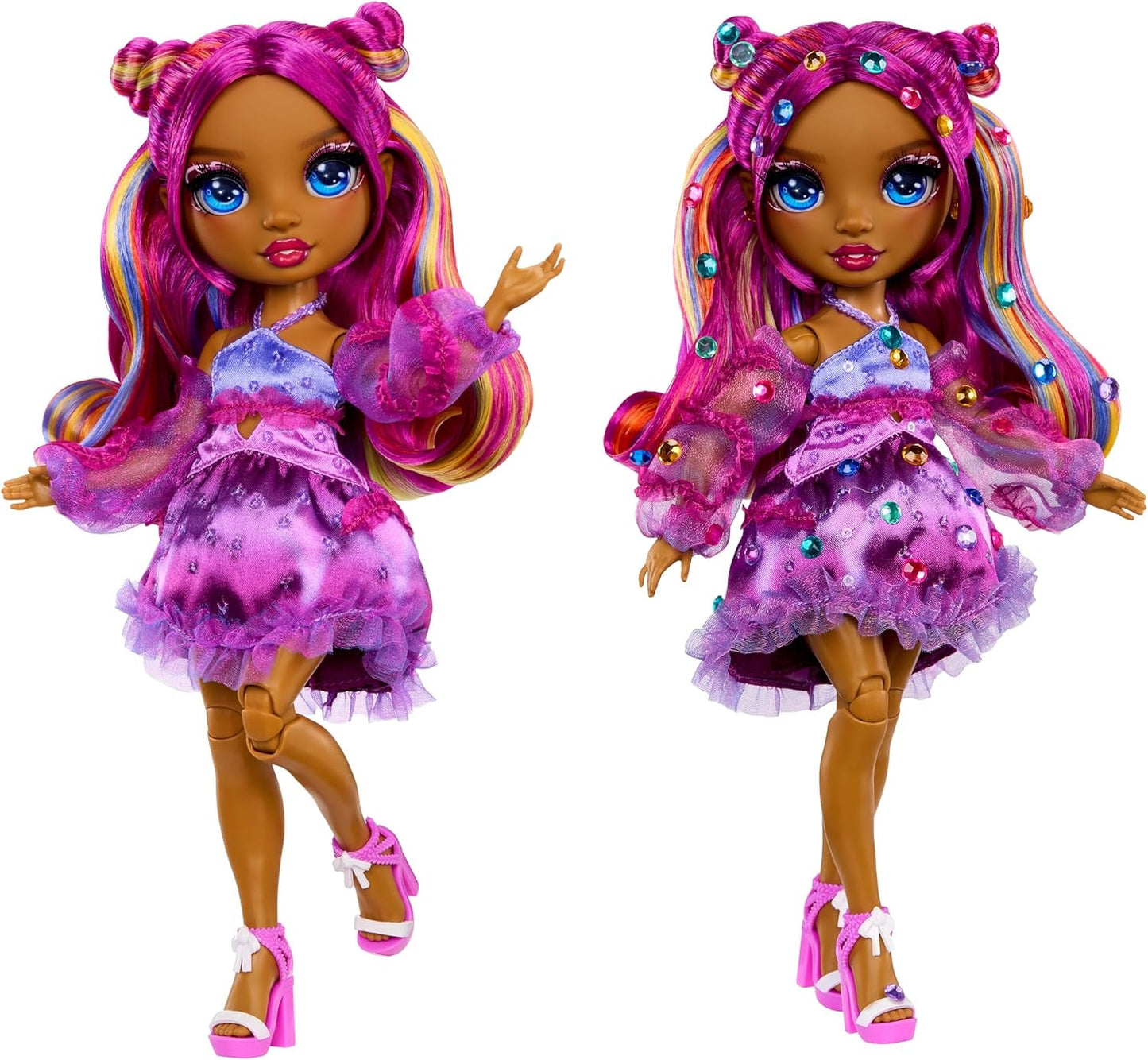 Rainbow High Be Dazzling - Noémie Violette - Poupée mannequin lilas 28 cm avec outil de décoration, pierres précieuses scintillantes et accessoires de coiffure