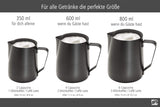 APS Pichet à lait - Pot à lait de haute qualité avec revêtement antiadhésif, en acier inoxydable - Parfait pour faire mousser le lait - Carafe universelle, noir, 600 ml