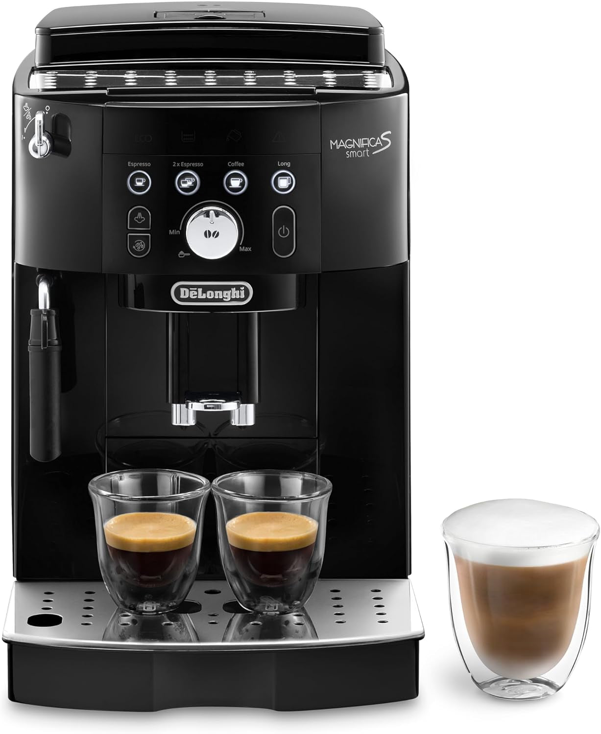 De'Longhi Magnifica S Smart ECAM 230.13.B Machine à expresso entièrement automatique avec mousseur à lait pour cappuccino, expresso, café et café long, boutons de sélection directe et commande rotative, fonction 2 tasses, noir