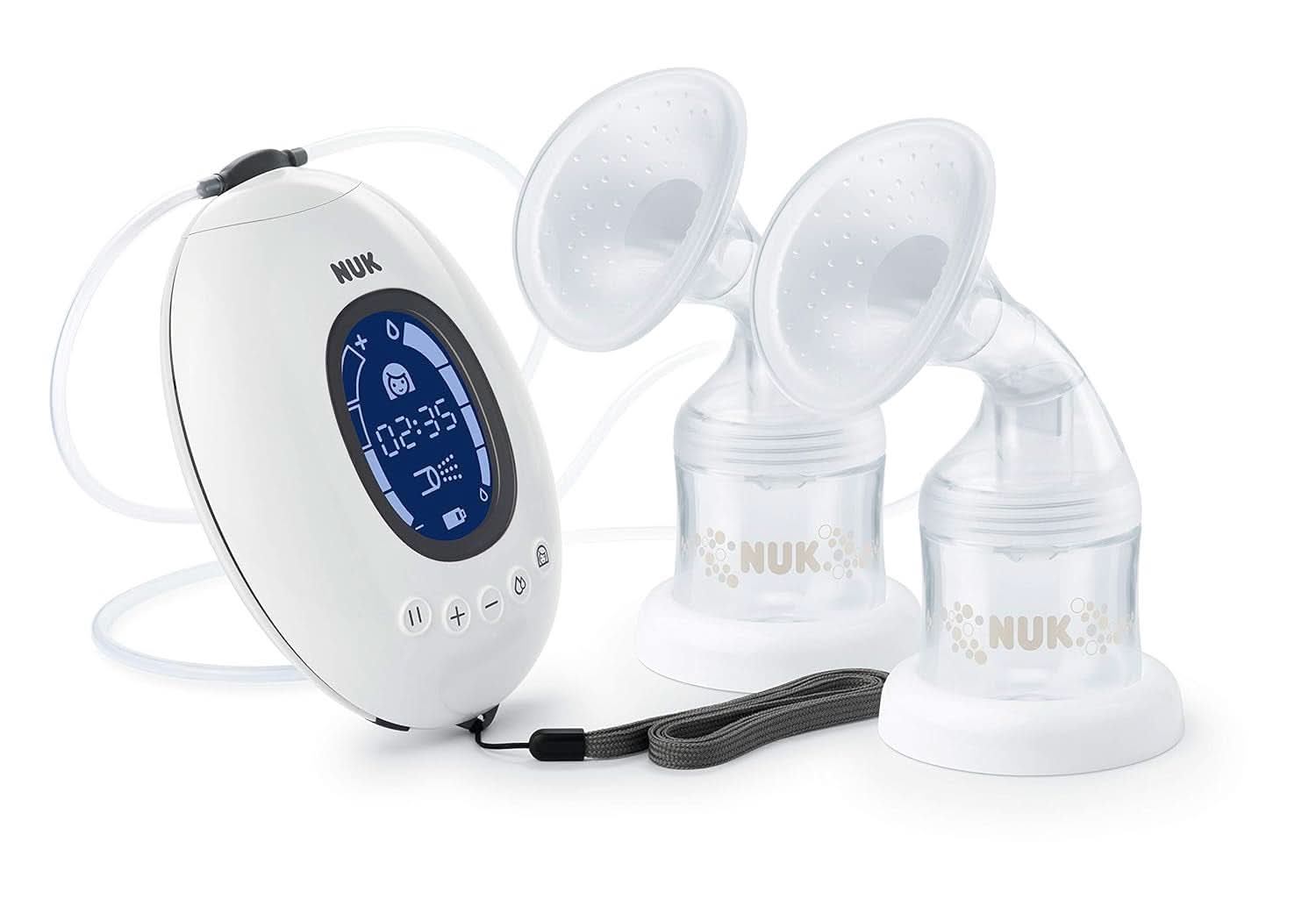 Tire-lait électrique double NUK Nature Sense | Avec batterie, écran LCD 2X récipients pour lait maternel de 150 ml Accessoires Alimentation et Allaitement Bebe Naty Shop Tire-lait double