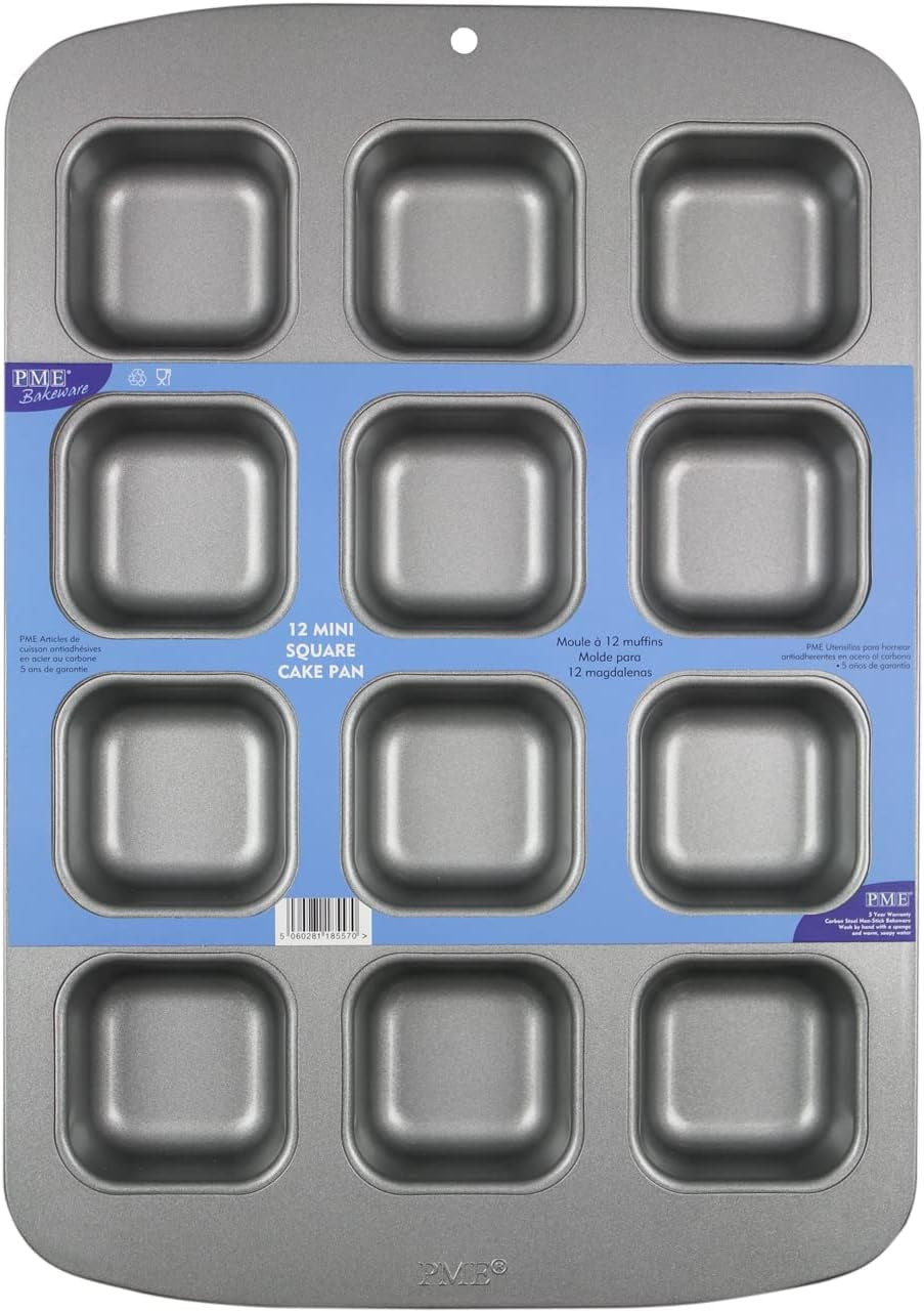 CSB106 Quadratische Antihaftbeschichtete Backform Mit 12 Minilöchern Aus Karbonstahl, Edelstahl, Argent, 37,3 X 26,1 X 3,1 cm Moules et plaques pour la pâtisserie Naty Shop
