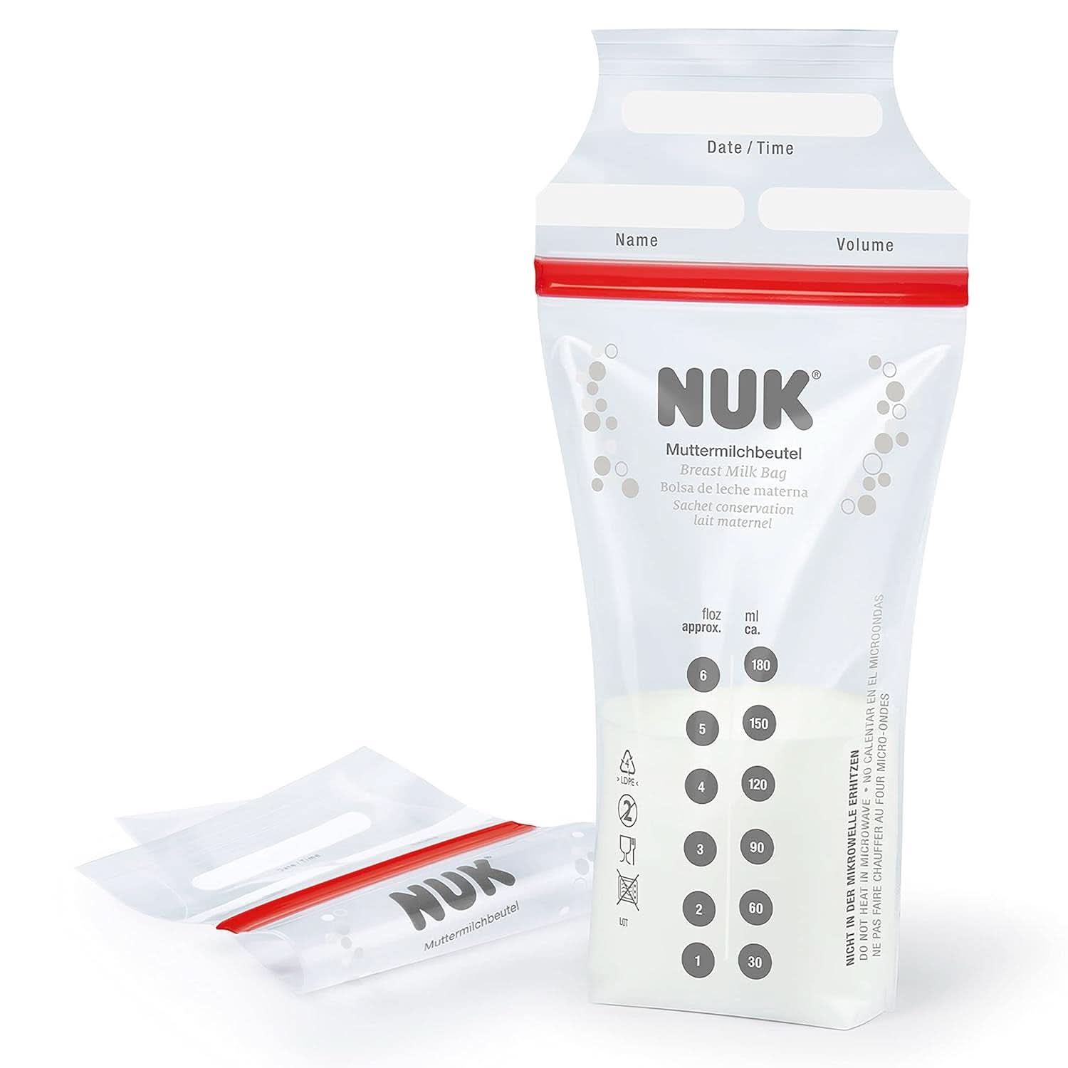 Sacs de lait maternel NUK, peu encombrants et utilisables immédiatement, 180 ml, 25 pcs, transparents Accessoires Alimentation et Allaitement Bebe Naty Shop