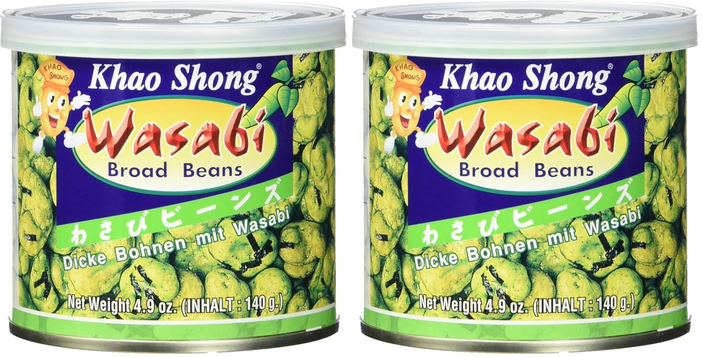 Khao Shong Pois verts frits au wasabi, pois croustillants dans une pâte épicée, une alternative faible en gras aux noix, moyennement épicé, 1 boîte de 140 g | 140 g (1 paquet)