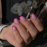 Longs conseils français colle à paillettes d'or sur les ongles longs carrés paillettes pointe française faux ongles ensemble ongles artificiels carrés pour les femmes 24 pièces