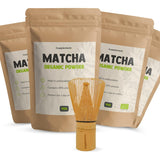 Cupplement Matcha 90 grammes bio - Thé vert en poudre de la plus haute qualité - Sans fouet ni fil de bambou - Culunaire - Coffret débutant - Latté - Fouet - Japon - Poudre - Thé - Fil - Sachet - Smoothie