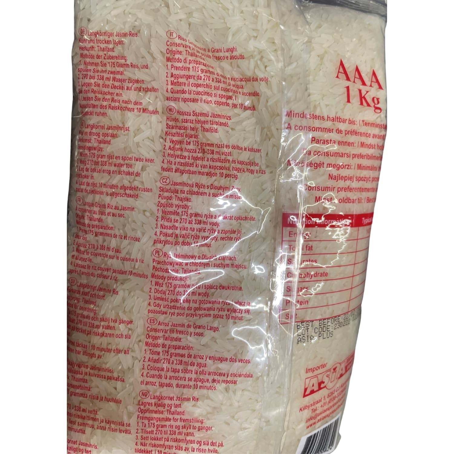 ROYAL THAI RICE - Riz à grains longs parfumé au jasmin - 10 x 1 KG - Multipack