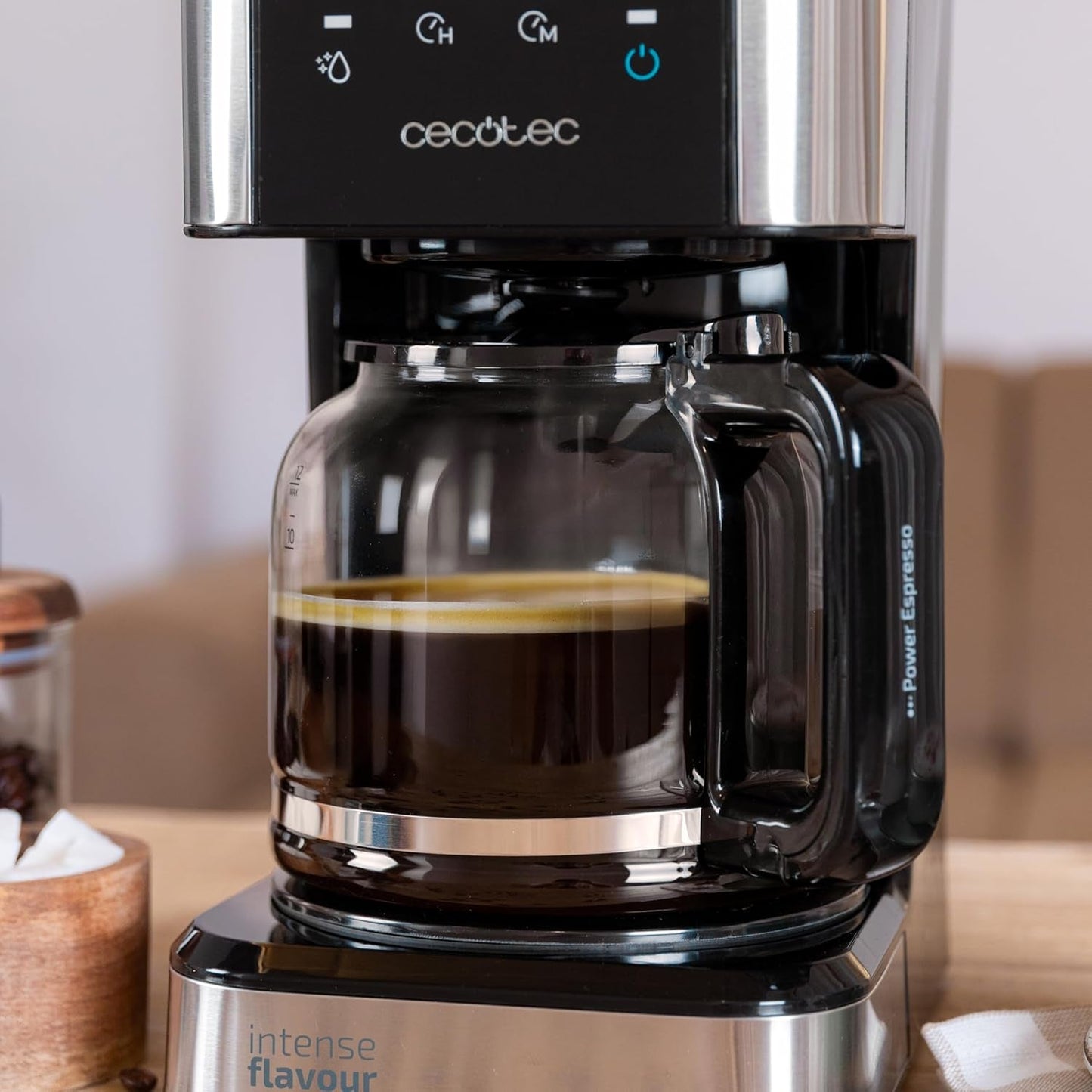 Expresso avec filtre Cecotec Coffee 66 Drop and Touch, puissance 950 W, 1,5 L, 12 tasses, écran tactile, carafe en verre, minuterie 24 heures, 6 interrupteurs, filtre à mailles réutilisable