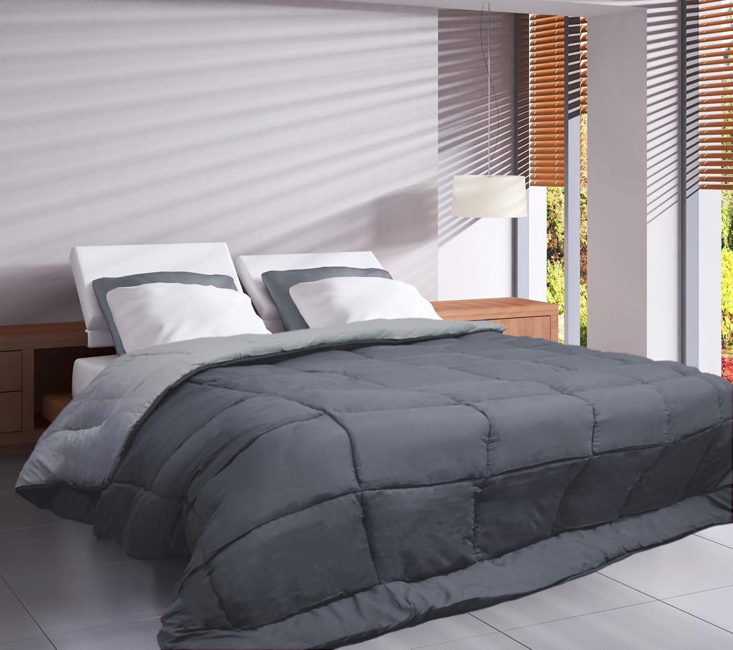Couette naturelle Toison D'Or Silkydor, satin de coton 380, 240 X 280 cm, blanc Couettes et couettes Naty Shop Acier/argent Complet Xl