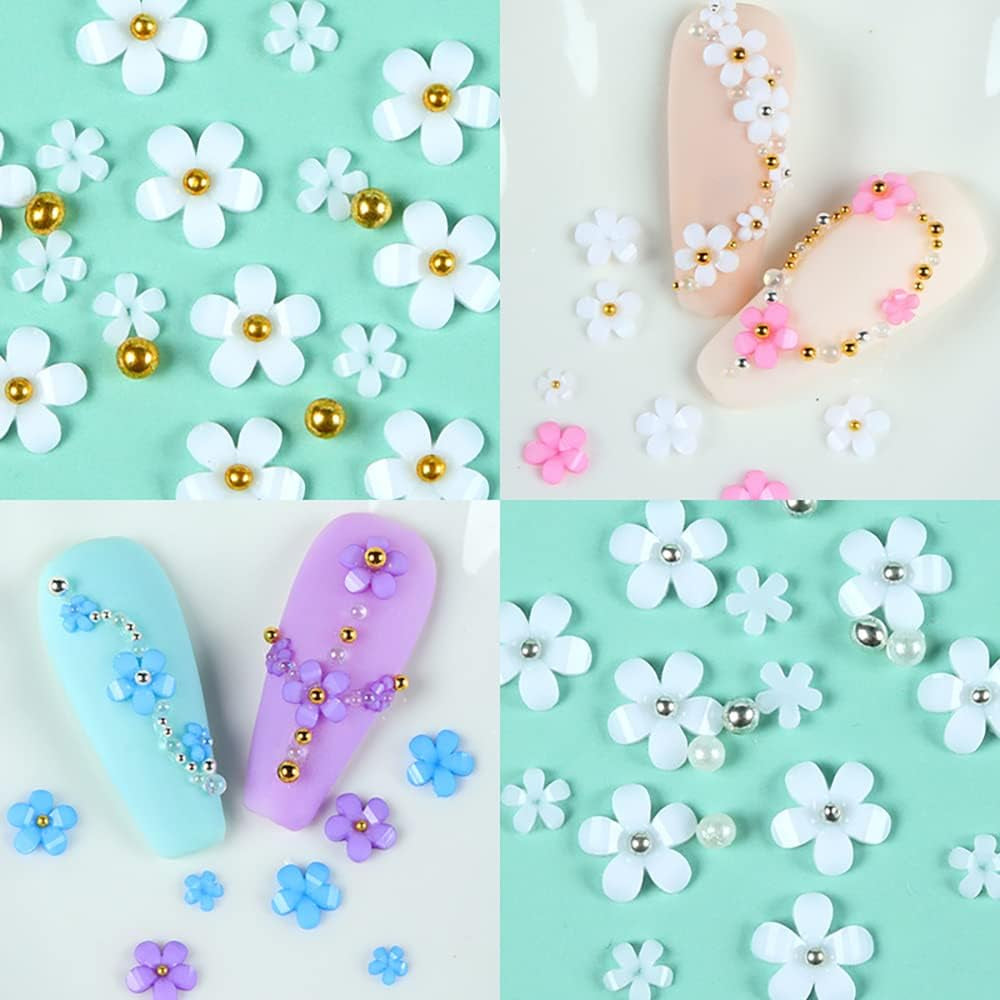 Ongles à fleurs 3D, 6 grilles, breloques à ongles en fleurs, strass en acrylique, accessoires pour ongles, décorations d'ongles de printemps à faire soi-même
