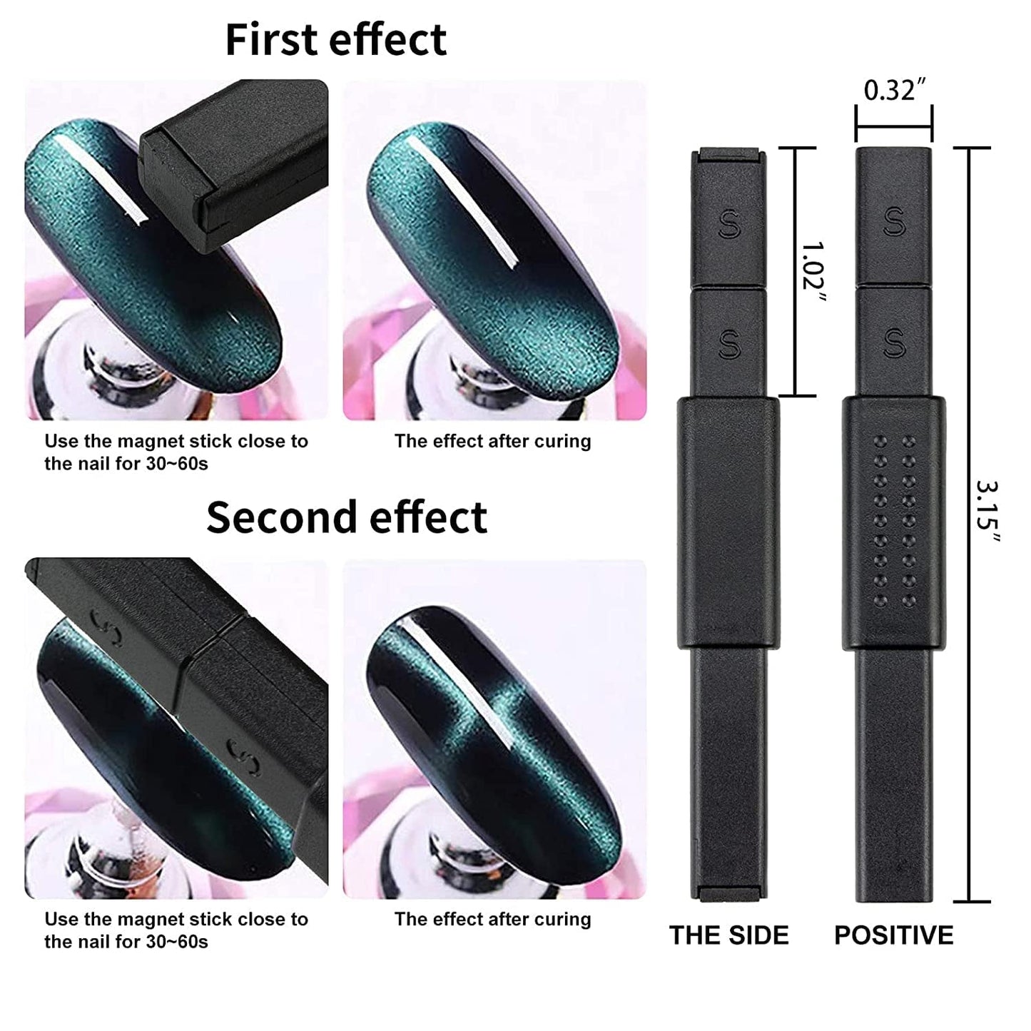 Nail Art Werkzeug Magnetstift, 10 Stück Nagel Magnet Stick Tool Set, Nagel Magnet Stift et Starker Magnet Stock Punktierungsstifte for DIY 3D Magnetics Katzenauge UV Gel Polnisch Nagel Kunst