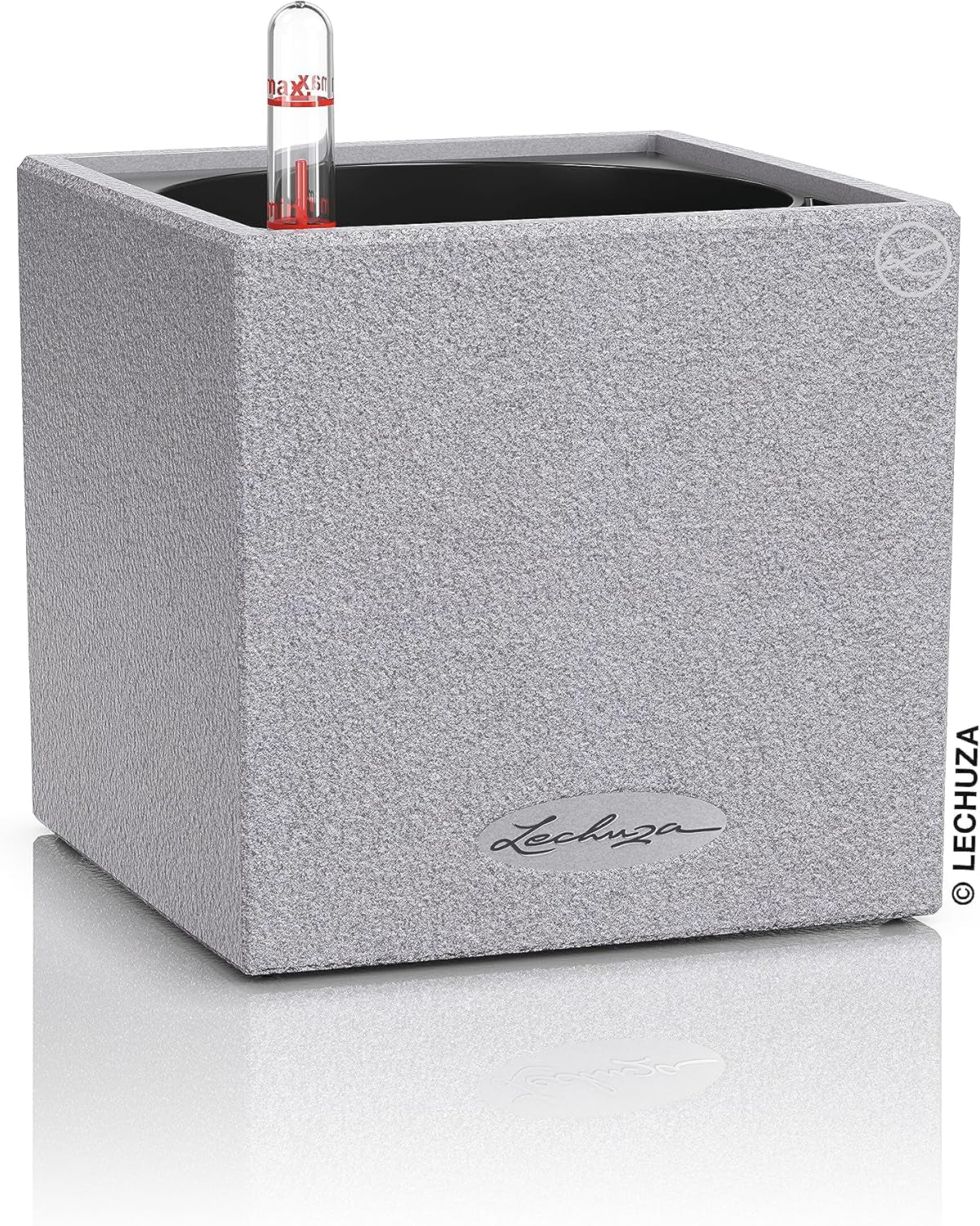 Cube à herbes de haute qualité LECHUZA CANTO Stone 14 avec système d'arrosage en bâton, gris pierre