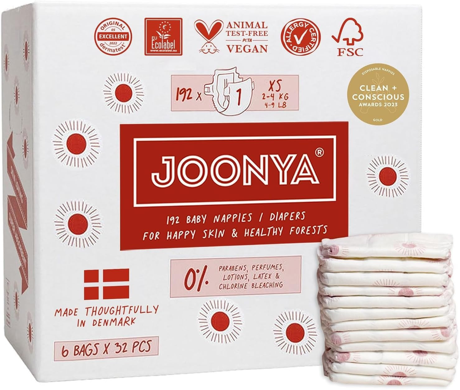 Couches bébé taille 3M (4-8 kg) - 1 sachet de 28 - Sans substances nocives, écologiques, très absorbantes, adaptées à un usage nocturne, ultra fines et douces - Fabriquées au Danemark