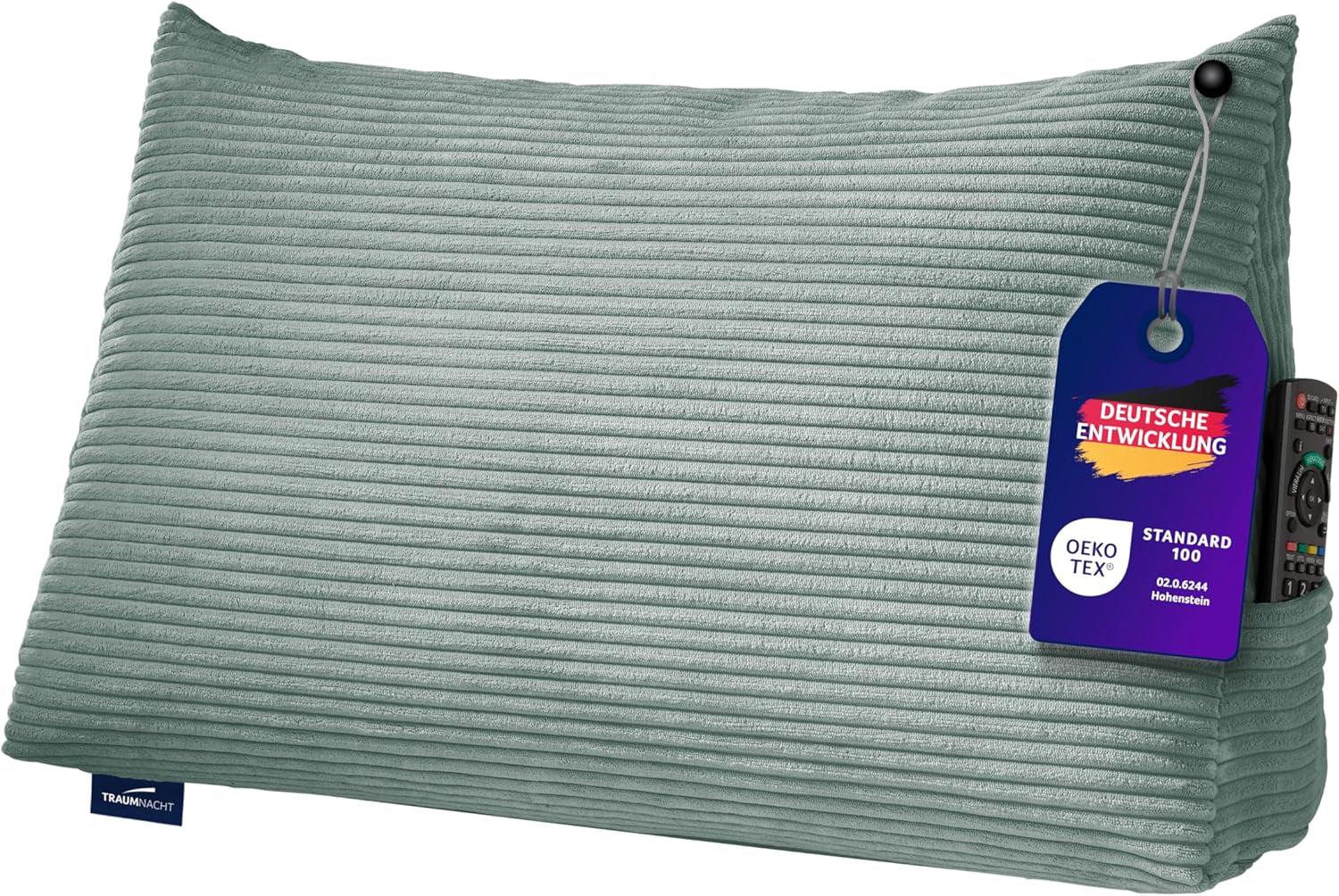 Coussin de lecture Traumnacht Cosy Back Cushion, 70 x 40 cm, gris foncé, housse amovible et lavable en 100 % polyester, poche latérale pratique, certifié Oeko-Tex, produit selon les normes de qualité allemandes.